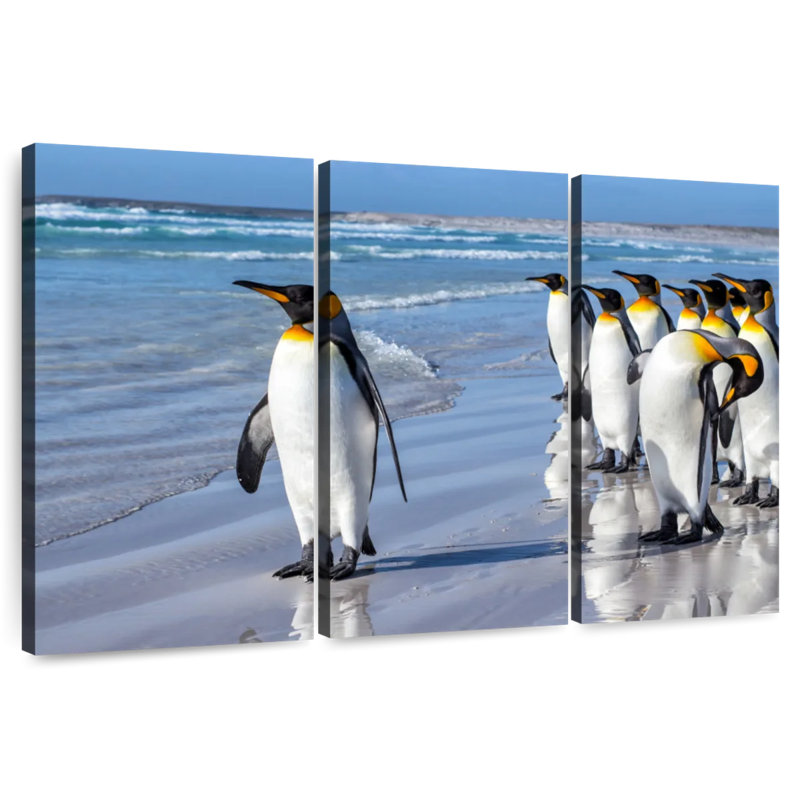 Brampt Penguins In The Beach, 28" H x 45" W