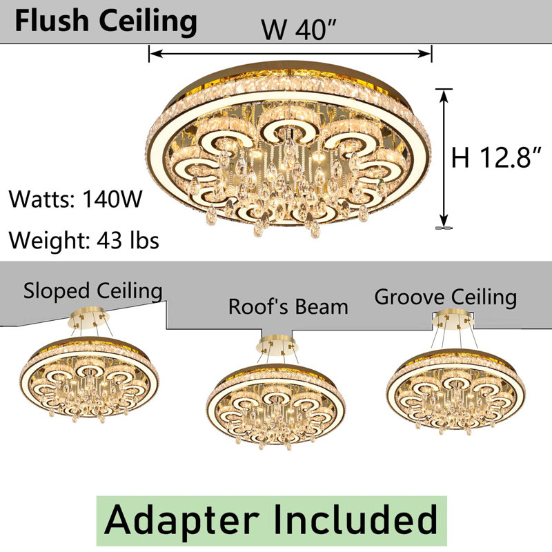 Lustre en cristal Glam, Doré