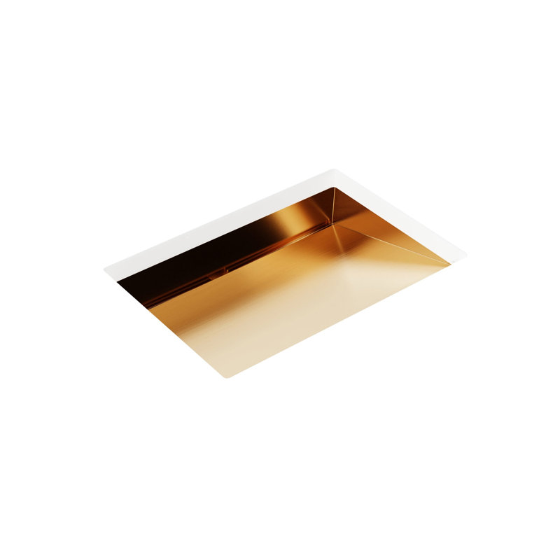 Lavabo de salle de bain encastrable en acier inoxydable brossé 23,6 po x 16,5 po Badeloft ES-UB-04-L-BRG, Or rose