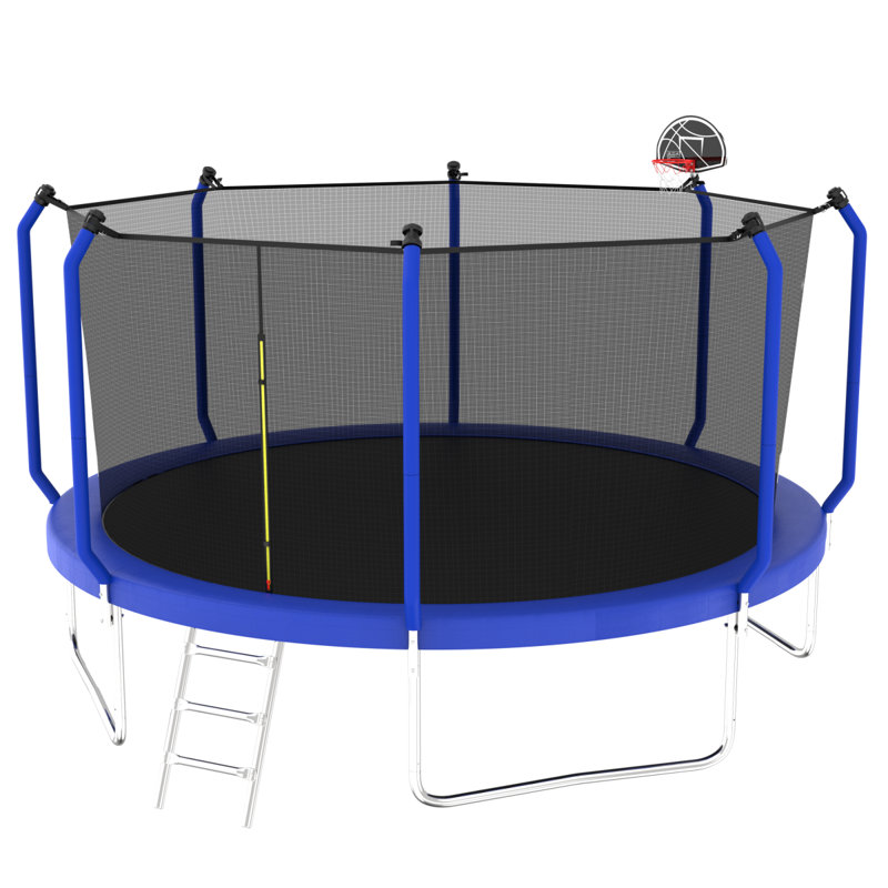 Trampoline 14FT avec panier de basketball, trampoline d'extérieur renforcé avec filet