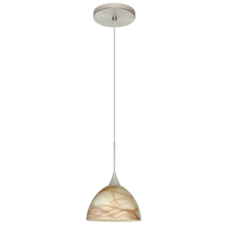 Luminaire suspendu en forme de dôme à 1 lumière Undis, Nickel satiné, Halogène