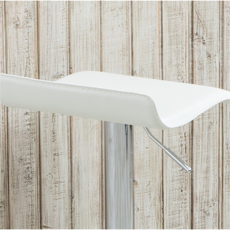 Tabourets pivotants réglables contemporains chromés avec siège blanc, ensemble de 2, Blanc