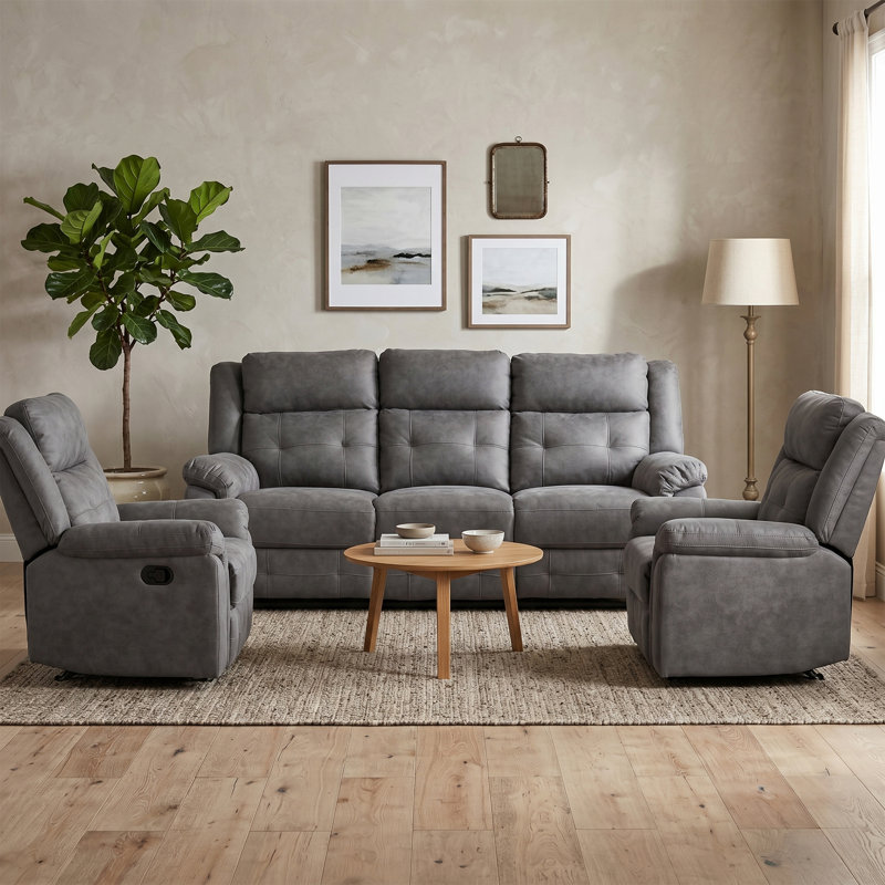 Bonachea 3 - Piece Living Room Set, Dark Grey