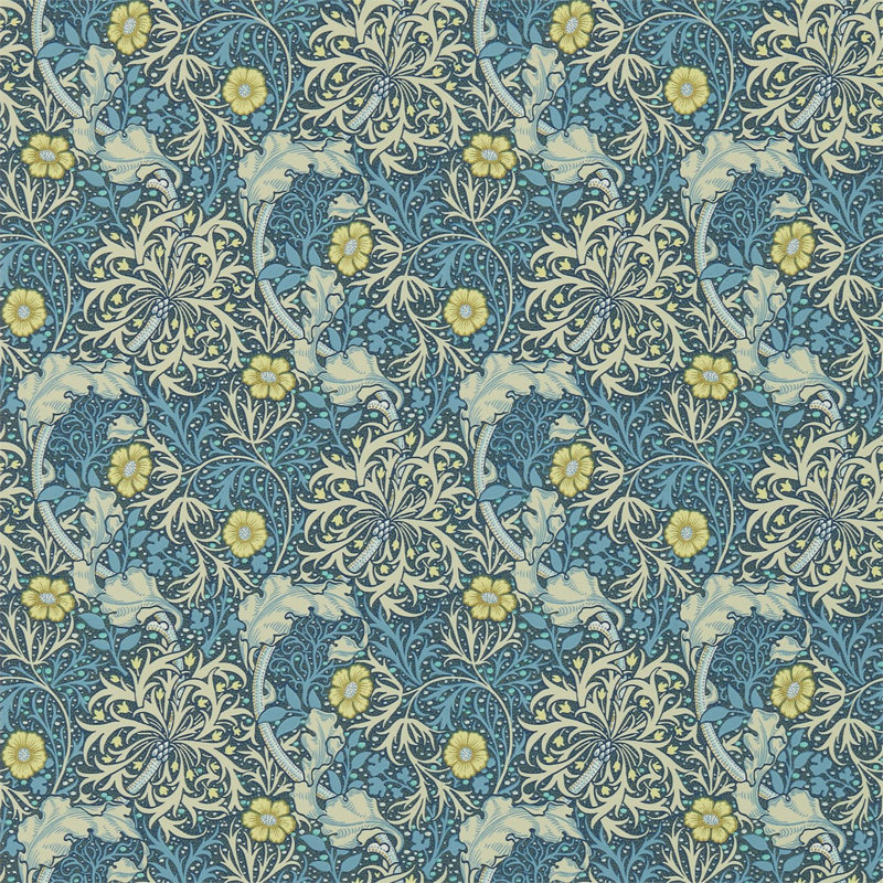 Seaweed Wallpaper, Ink/Woad