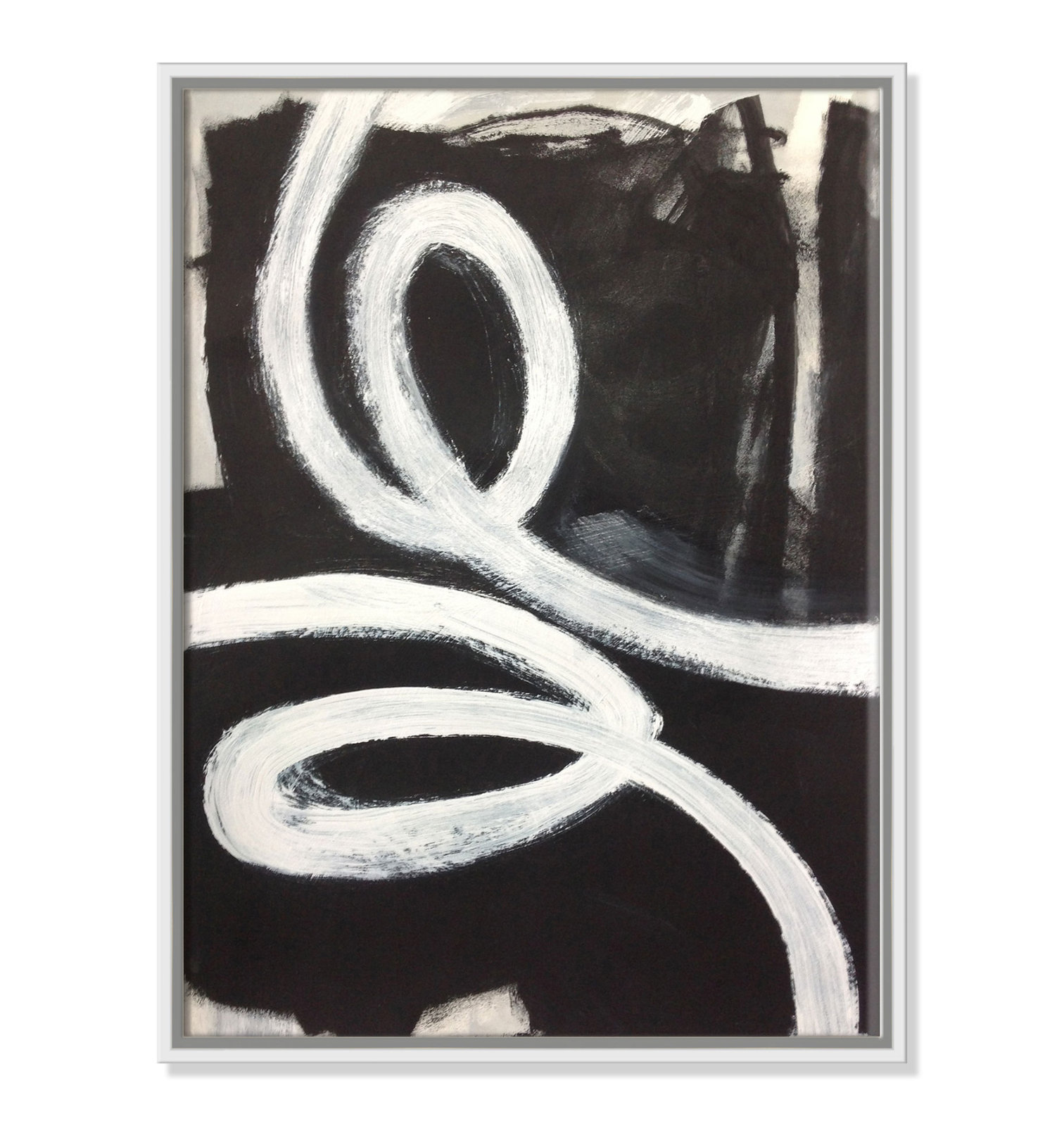 Hendrix "White Swirly Swirls 1" Print, 28" H x 22" W x 2" D, White Framed