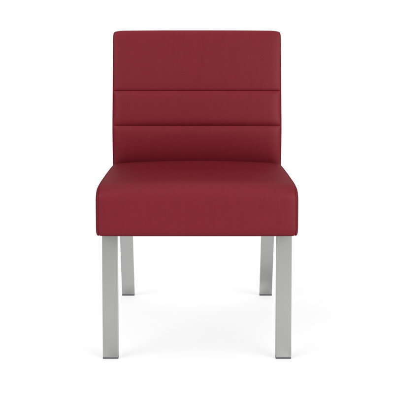 Chaise d'invité sans accoudoirs Waterfall, Argent, Vinyle Patriot Plus Bordeaux