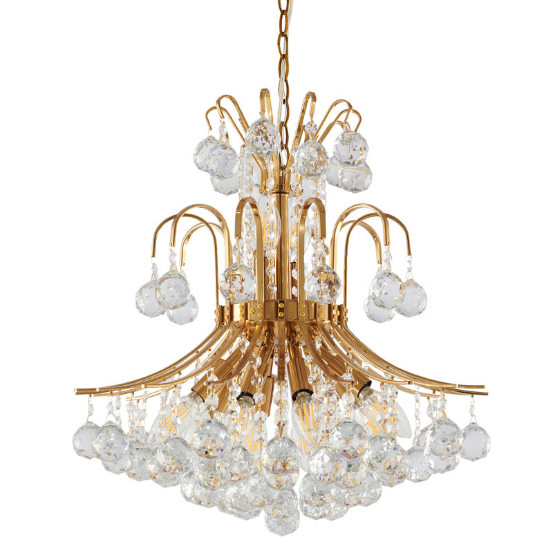 Lustre en cristal 10 lumières Traditional, Teinture laiton