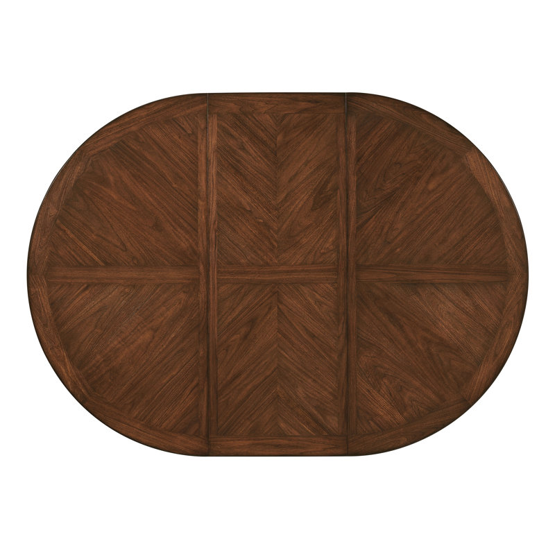 58" Brown Walnut Extendable Round Dining Table