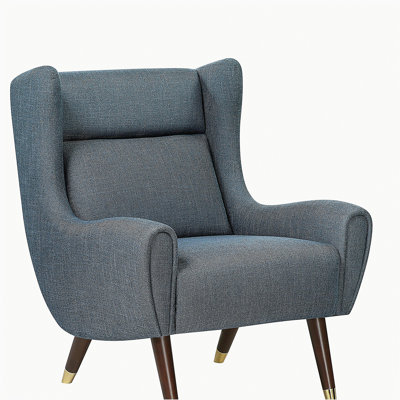 Modern Wingback Upholstered Blue Accent Chair 1pc Solid Wood Sleek Design Luxury Furniture