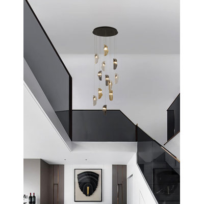 Transitional 12-Light Glass Chandelier 