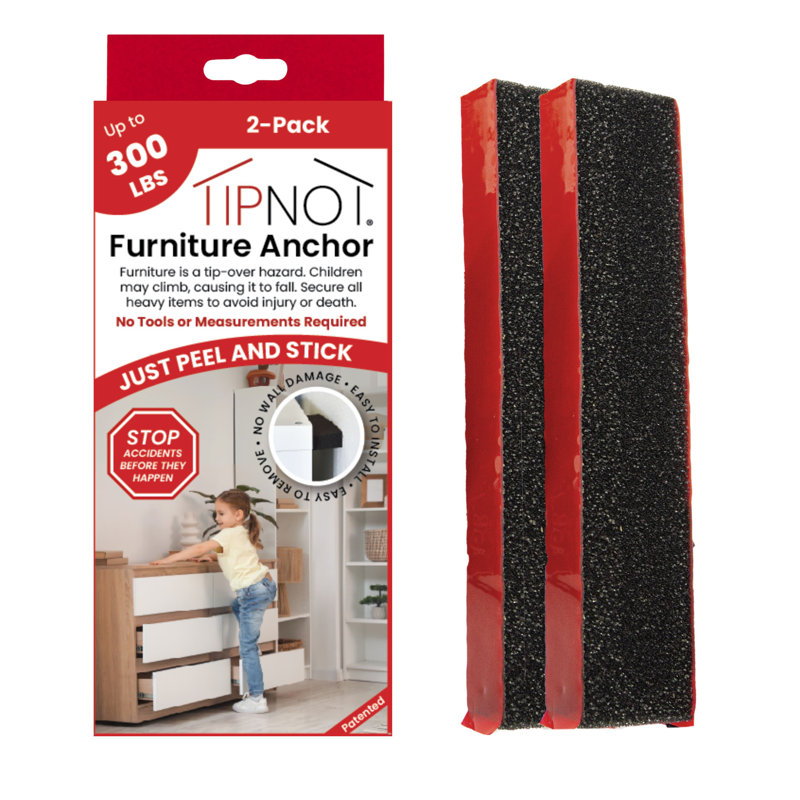 Tipnot Anti-Tip Furniture Anchor, No-tools-required, Furniture Wall Anchor