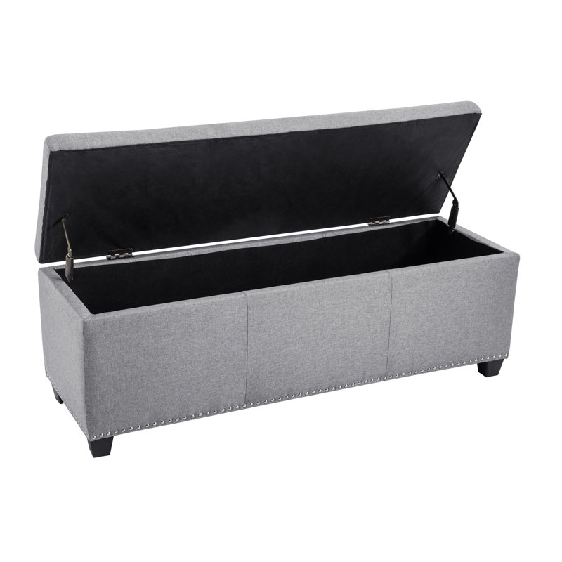 Anitria Fabric Flip Top Storage Bench, Gray