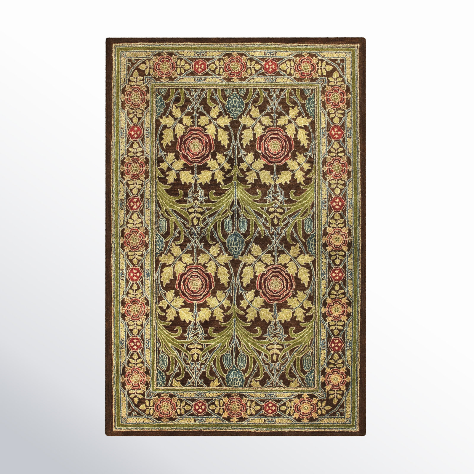 Stacey Chocolate Red Yellow Hand-Tufted Wool Rug, Rectangle 3'9" x 5'9"