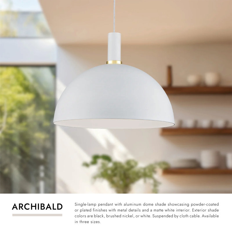Archibald 1 - Light Pendant, White, 12" H x 16" W x 16" D
