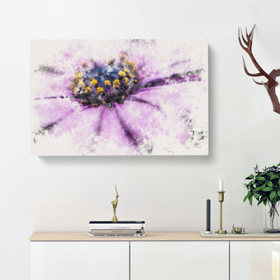 Pollen of a Purple Gerbera Flower Watercolour - Wrapped Canvas