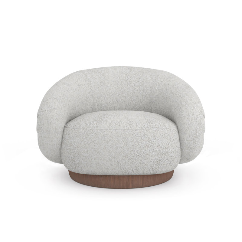 Caracole Swivel Curved Chair, White Polyester
