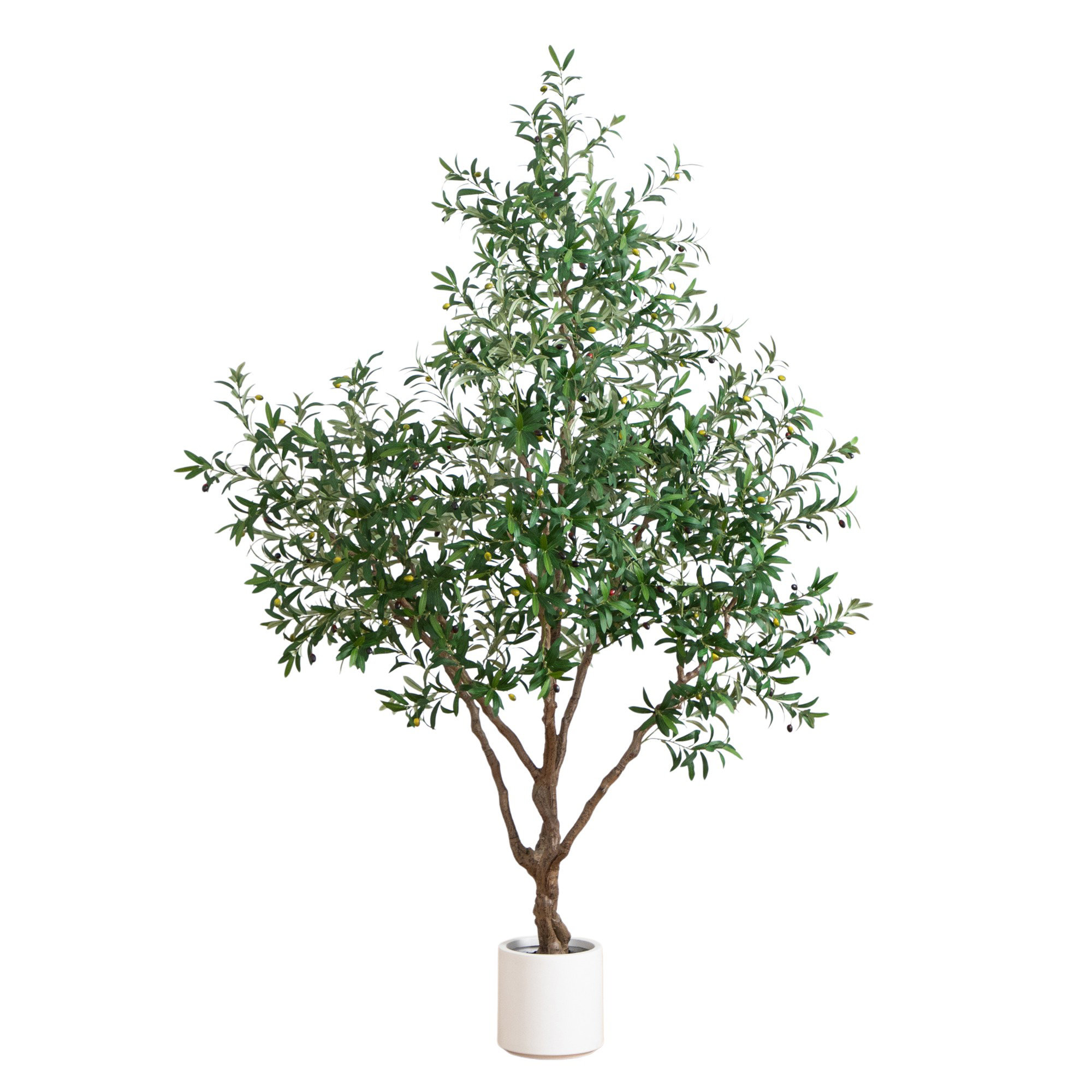 Artificial Grand Olive Tree in White Decorative Planter, 96" H x 48" W x 10" D