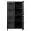 Vitrine en métal noir avec tablettes réglables pour portes de couloir en verre trempé à 4 tablettes -