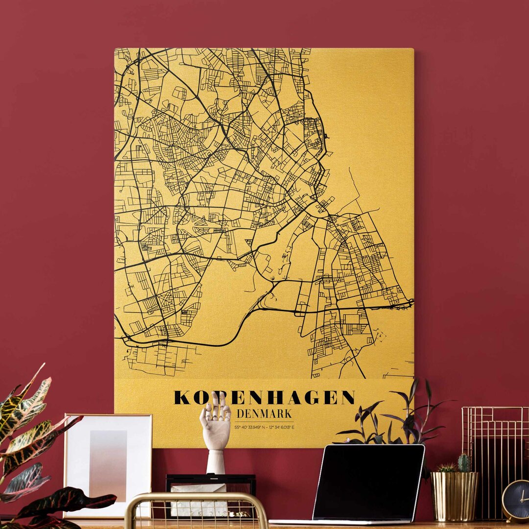 Leinwandbild Stadtplan Kopenhagen - Klassik