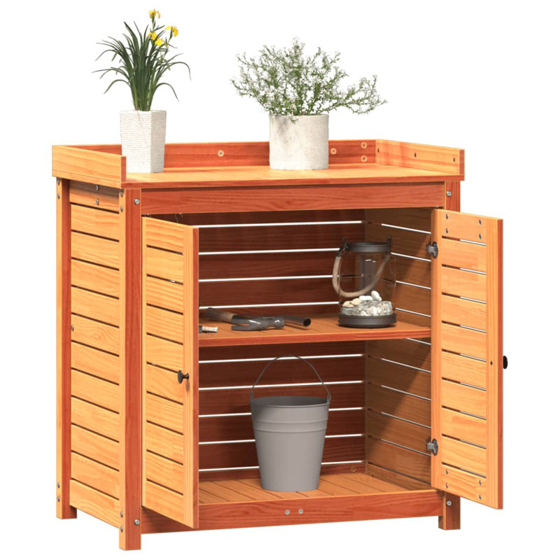 Wood Potting Bench, Wax brown