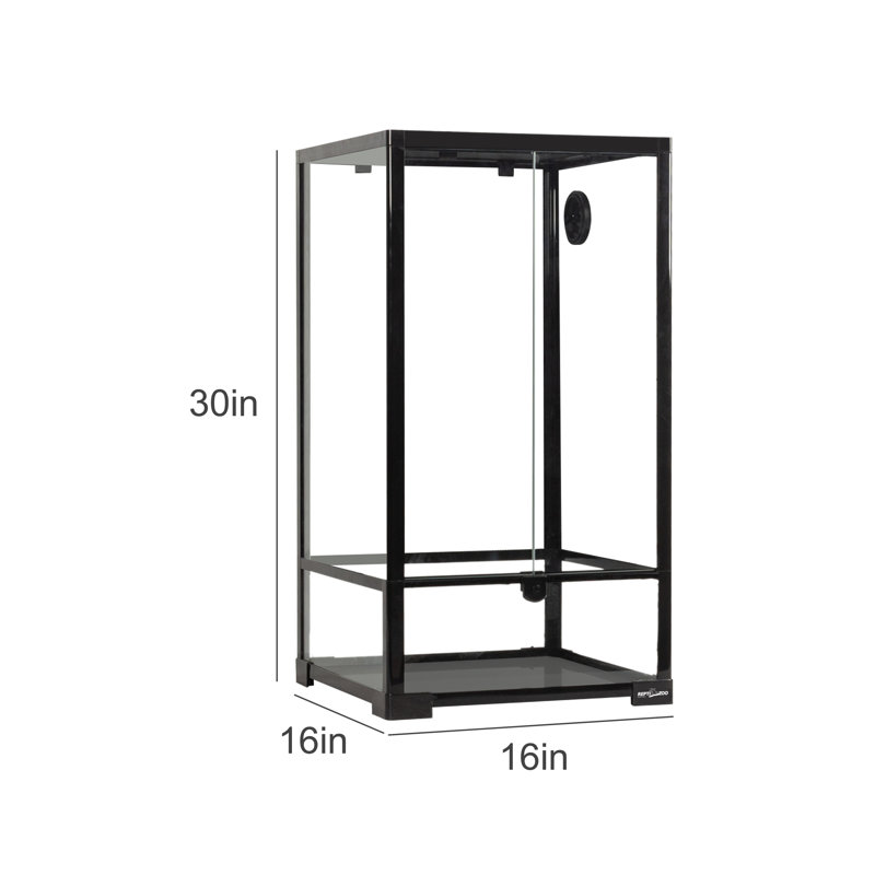 16'' x 16'' x 30'' Black Glass Reptile Terrarium
