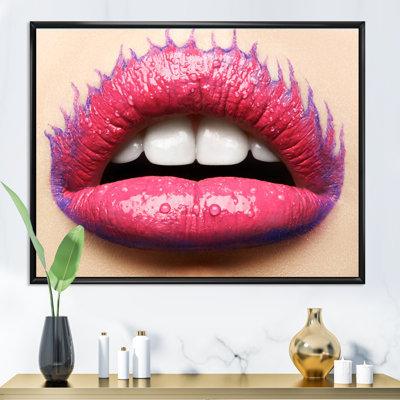 " Beautiful Female Lips With Pink Lipstick "