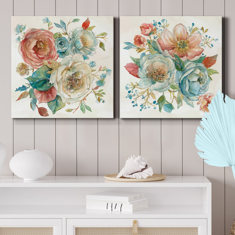 «Rose Garden I», ensemble de 2 reproductions d'art sur toile tendue, H 40 po x l 80 po x P 1 po