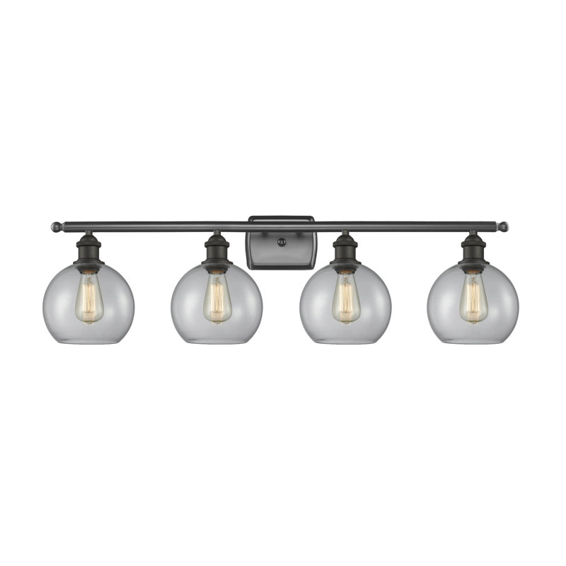 Éclairage pour salle de bain 4 lumières Cindi, DEL, Transparent, Bronze huilé