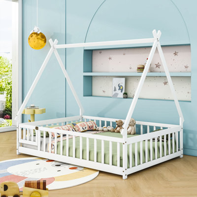 Full Wood Bed With Guardrails