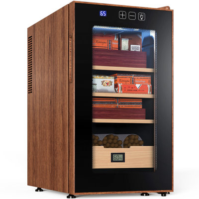 Upgraded Quiet Thermostatic 48L Electric Cigar Humidor With Cooling & Heating for 350 Counts