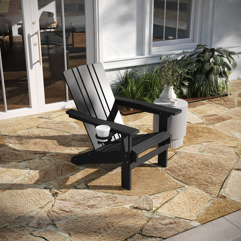 Collis Outdoor Adirondack Chair, Black