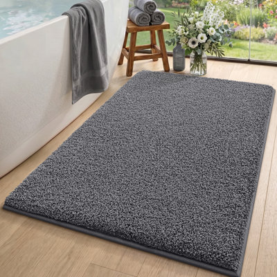 Non-Slip Backing Rectangle Bath Mat 20"x32", Luxury Ultra Soft Dark Gray Bathroom Rug