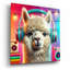  «Alpaca Party Animal» par Rey Klimt, art mural en verre acrylique, 12 po x 12 po