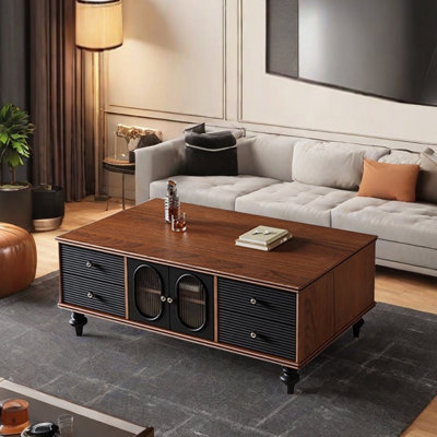Retro design solid wood coffee table