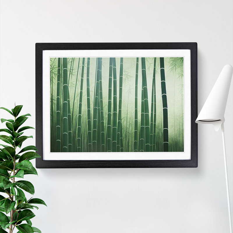 Dignified Bamboo Forest - Single Picture Frame Print, 46cm H x 64cm W x 2cm D, Black