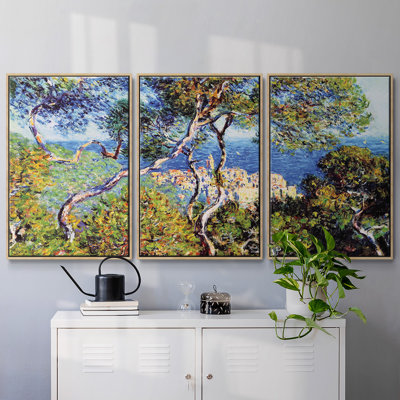 Monet, encadré sur toile, 3 pièces