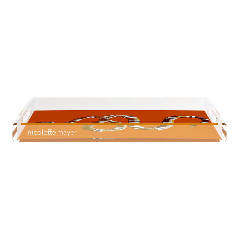 Plateau décoratif serpent en acrylique, Orange brûlé, L 22,5 po x P 14,5 po x H 2 po