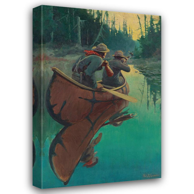 «Hunters in a Canoe» par Philip R. Goodwin - Art mural sur toile tendue avec châssis, H 24 po x l 17 po