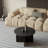 Solid Wood Round Coffee Table with Arch Pedestal Base and Matte Black Finish
