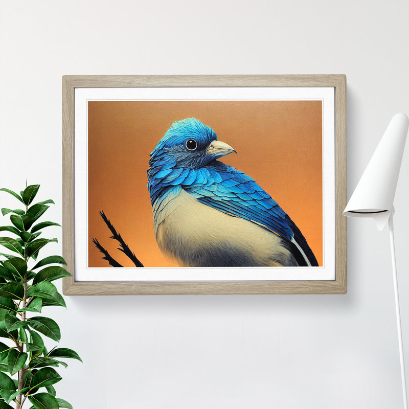 Breathtaking Bird - Single Picture Frame Print, 25cm H x 34cm W x 2cm D, Oak Framed