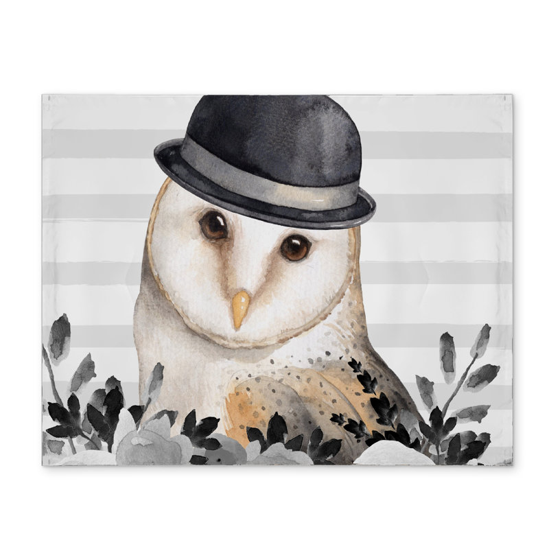 Owl Detective Animals Flowers Bedroom Polyester Placemat Decor