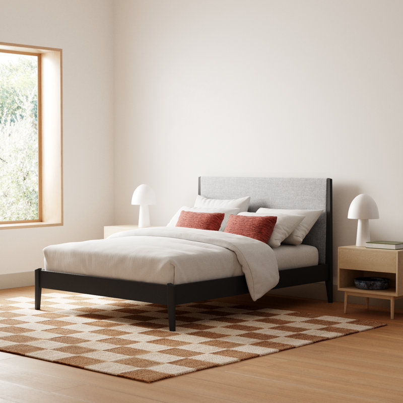 Javi Upholstered Platform Bed, Full, Walnut
