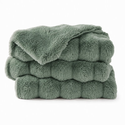 Faux Fur Throw Blanket, Rabbit Fur Blanket For Bed, Couch, Super Soft Cozy Fuzzy Mink Blanket