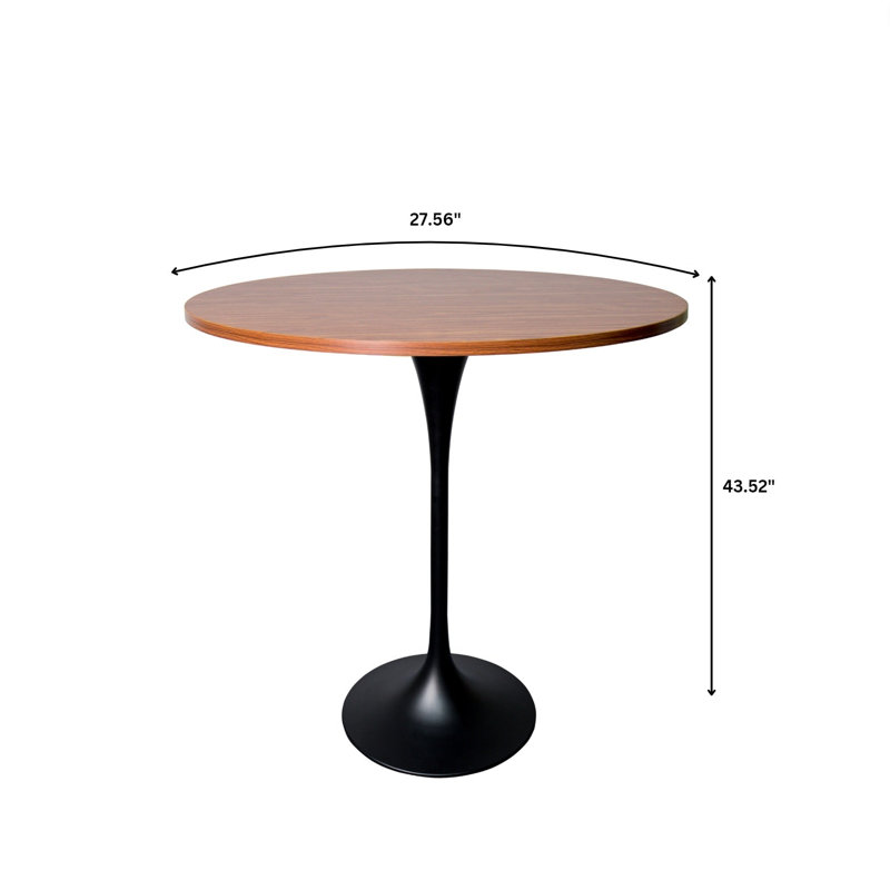 Table de salle à manger Harton, H 43,52 po x L 27,56 po x l 27,56 po, Brun cognac