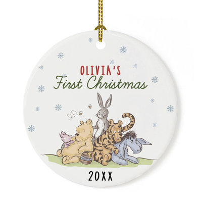 Ornement en forme de nom personnalisé de Noël ourson avec amis, cadeau de Noël 20 XX