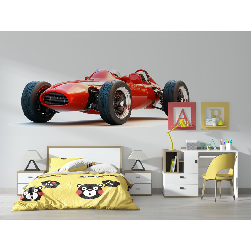 Décoration murale rouge voiture de course pour chambre d'enfant 261Mv, H 80 po x l 42 po