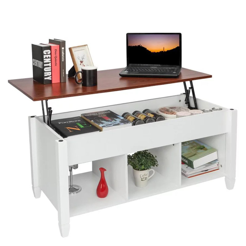 Gizzy Single Coffee Table, Light Brown, White