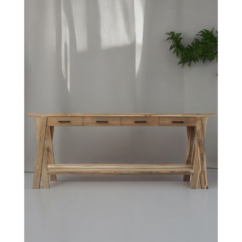 Console rustique en teck recyclé, H 31 po x l 79 po x P 16 po