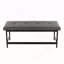 Banc en métal noir et similicuir gris-130374981