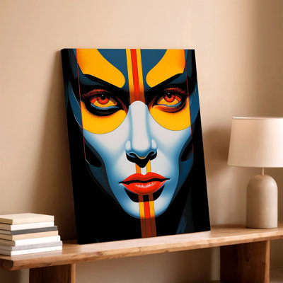Abstract Futuristic Female Portrait Colorful Mask Face Canvas Wall Art Print, Abstract Modern Home Decor For Living Room Bedroom Office Hallway Gallery Wall Accent Home Decor